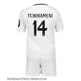 Camiseta Real Madrid Aurelien Tchouameni #14 Primera Equipación Replica 2024-25 para niños mangas cortas (+ Pantalones cortos)